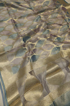 Lavender Blue Silver Banarasi Pure Tissue Silk Meenakari Woven Unstitched Suit Set With Pure Tissue Silk Woven Rangkat Dupatta The Banarasee Aura