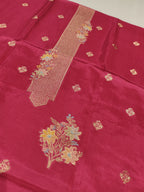 Rani Pink Banarasi Satin Silk Blend Meenakri Woven Unstitched Suit Set With Satin Silk Blend Meenakari Woven Dupatta The Banarasee Aura