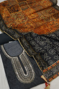 Black Chanderi Embroidered Unstitched Suit Set With Chanderi Digital Printed Dupatta The Banarasee Aura
