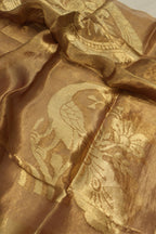 Brown Gold Banarasi Pure Tissue Silk Sona Roopa Kadhwa Woven Unstitched Suit Set With Pure Tissue Silk Kadhwa Woven Dupatta The Banarasee Aura