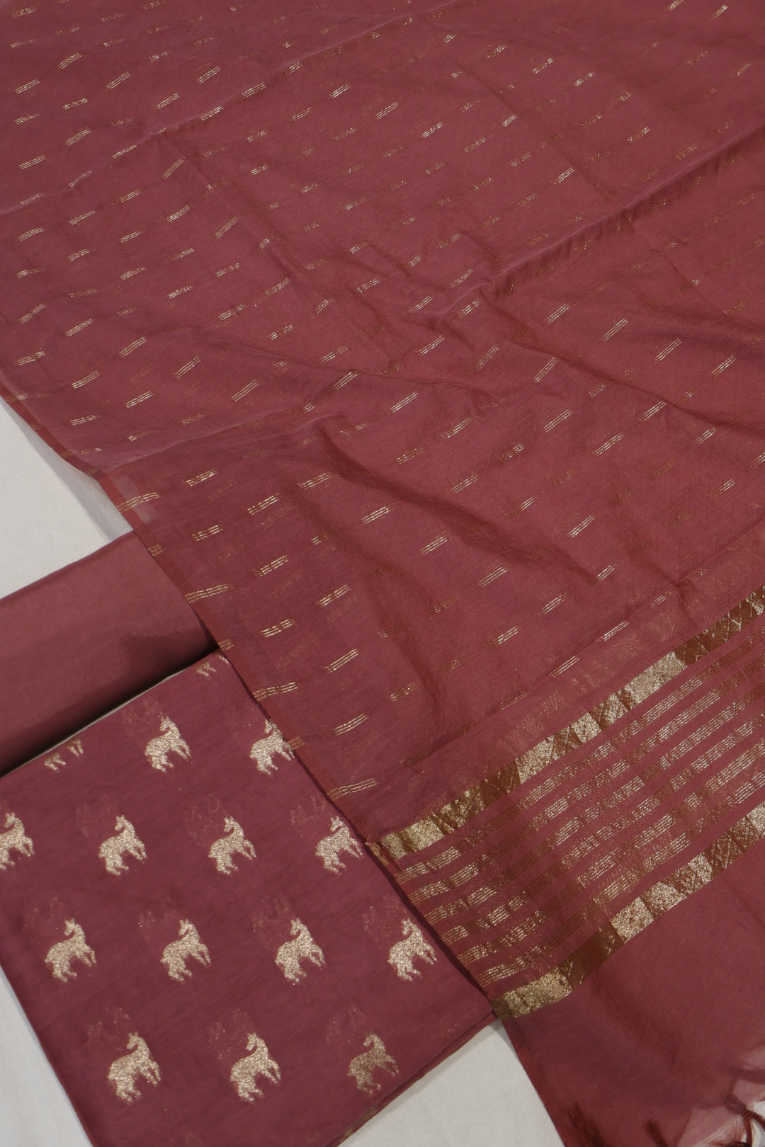 Wine Banarasi Pure Chanderi Silk Woven Unstitched Suit Set With Pure Chanderi Silk Woven Dupatta The Banarasee Aura