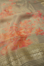 Grey Tissue Silk Hand Embroidered Banarasi Unstitched Suit Set with Tissue Silk Printed Dupatta The Banarasee Aura