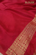 Deep Maroon Pure Mal Chanderi Banarasi Golden Zari Weaved Saree With Blouse The Banarasee Aura