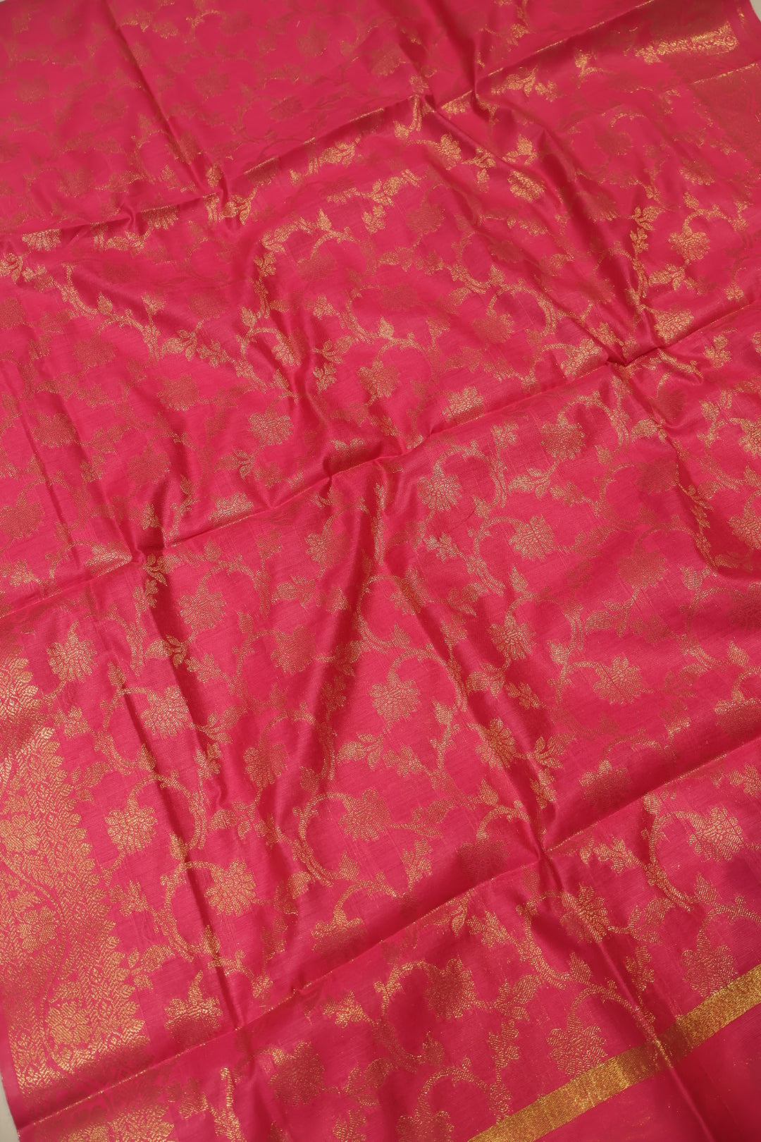 Pink Cotton Silk Meenakari Woven Unstitched Banarasi Suit Set The Banarasee Aura