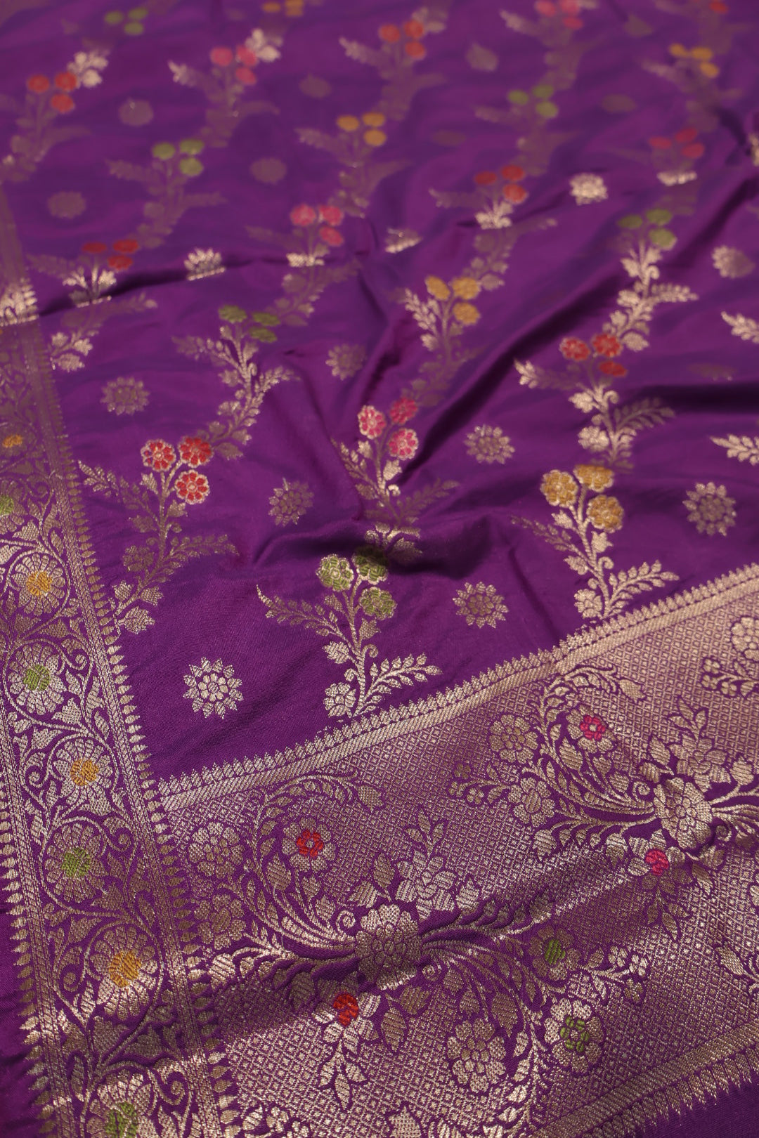 Purple Satin Silk Tilfi Meenakari Woven Unstitched Banarasi Suit Set The Banarasee Aura