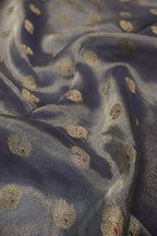 Lavender Blue Silver Banarasi Pure Tissue Silk Meenakari Woven Unstitched Suit Set With Pure Tissue Silk Woven Rangkat Dupatta The Banarasee Aura