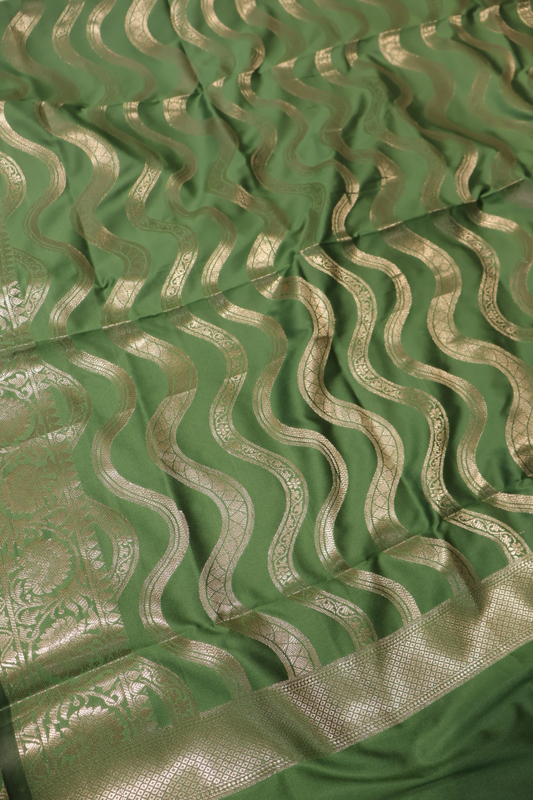 Green Katan Silk Woven Unstitched Banarasi Suit Set The Banarasee Aura