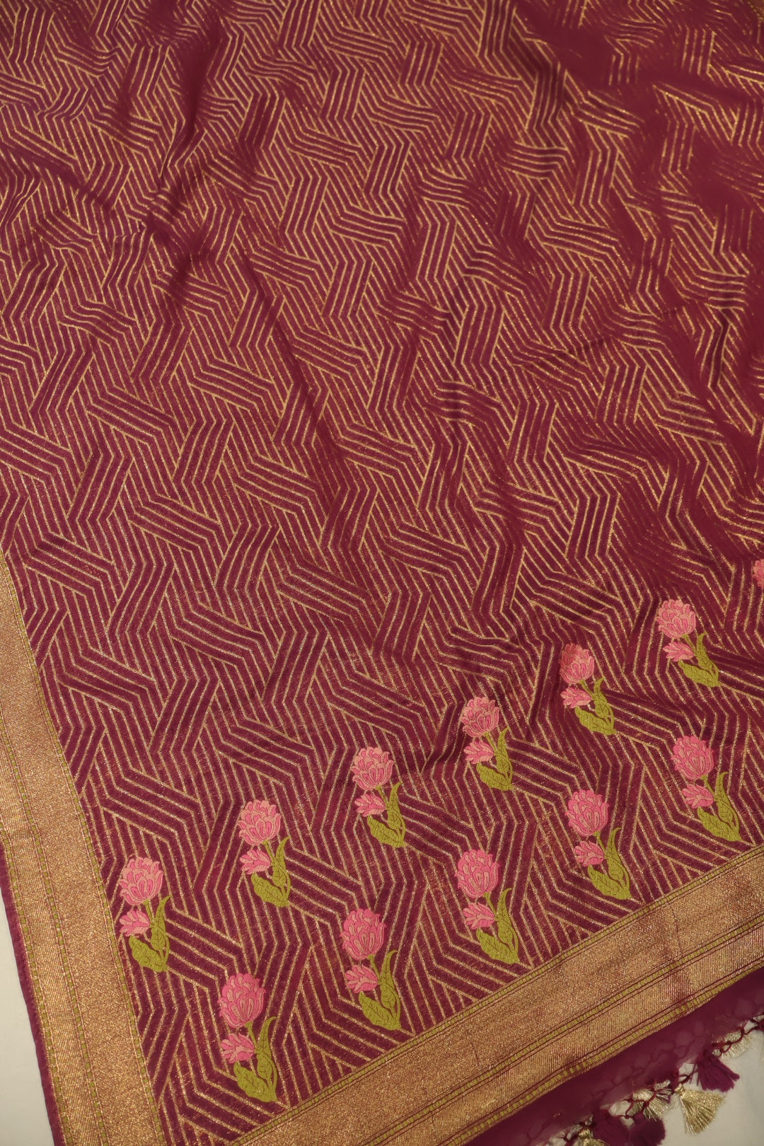 Wine Cotton Silk Meenakari Woven Unstitched Banarasi Suit Set The Banarasee Aura