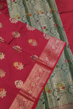 Maroon Banarasi Katan Silk Golden Zari with Tilfi Meenakari Weaved Saree With Blouse The Banarasee Aura