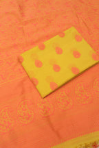 Mustard Cotton Silk Resham Woven Unstitched Banarasi Suit Set