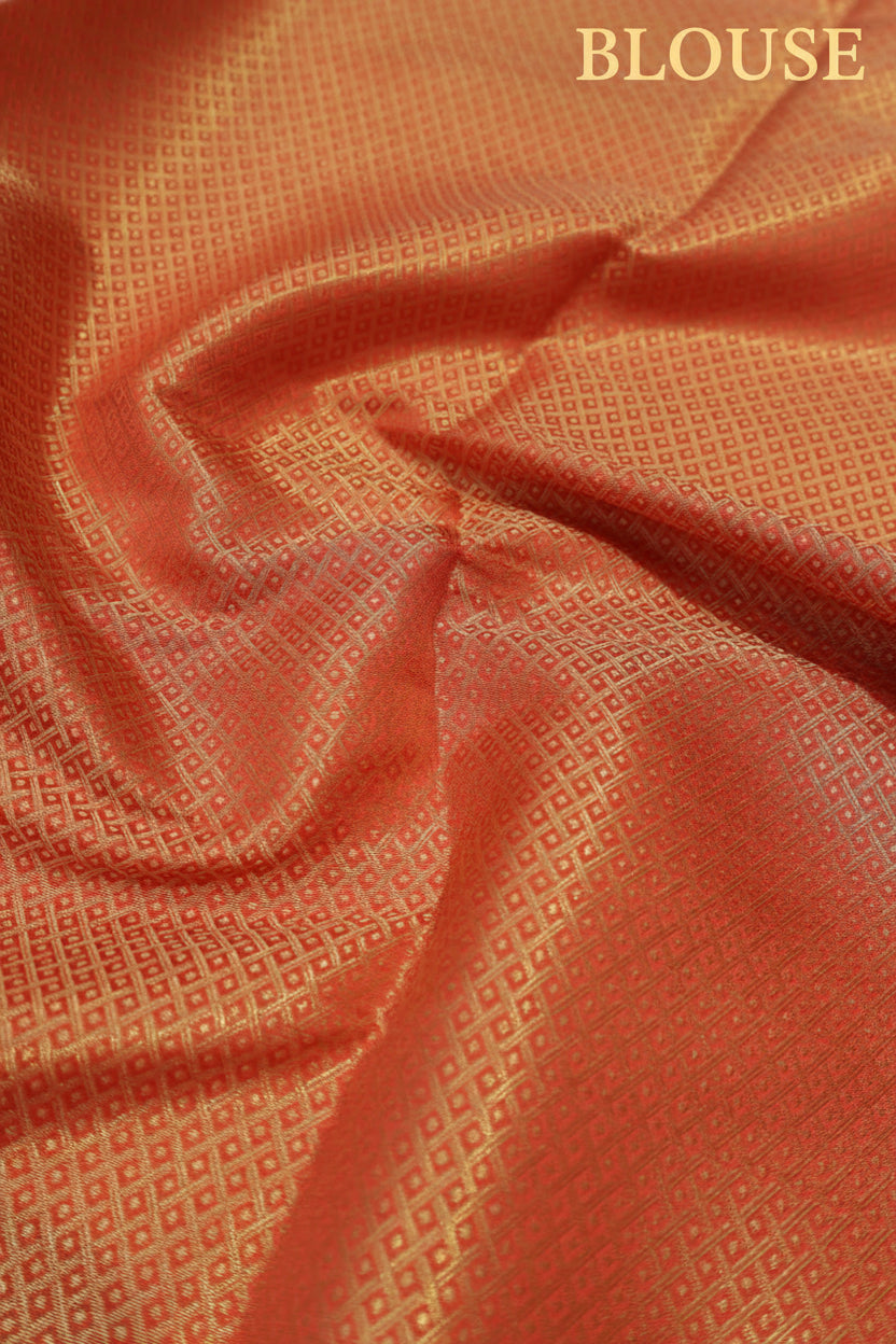 Red Banarasi Katan Silk Brocade Golden Zari with Tilfi Meenakari Weaved Saree With Blouse The Banarasee Aura