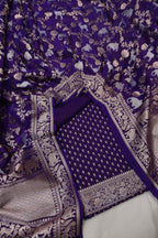 Deep Purple Banarasi Katan Silk Woven Unstitched Suit Set With Katan Silk Shikargah Sona Roopa Woven Dupatta The Banarasee Aura
