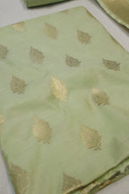 Mint Green Banarasi Silk Blend  Woven Unstitched Suit Set With Chanderi Woven Dupatta The Banarasee Aura