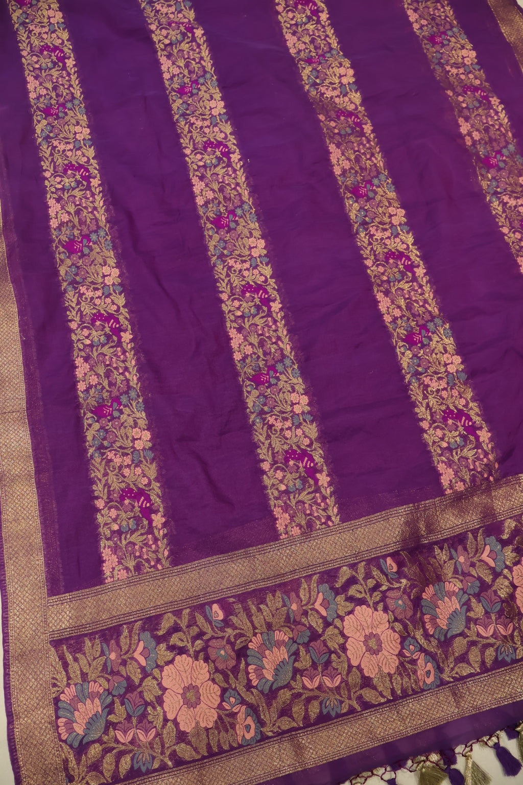 Purple Cotton Silk Meenakari Woven Unstitched Banarasi Suit Set The Banarasee Aura