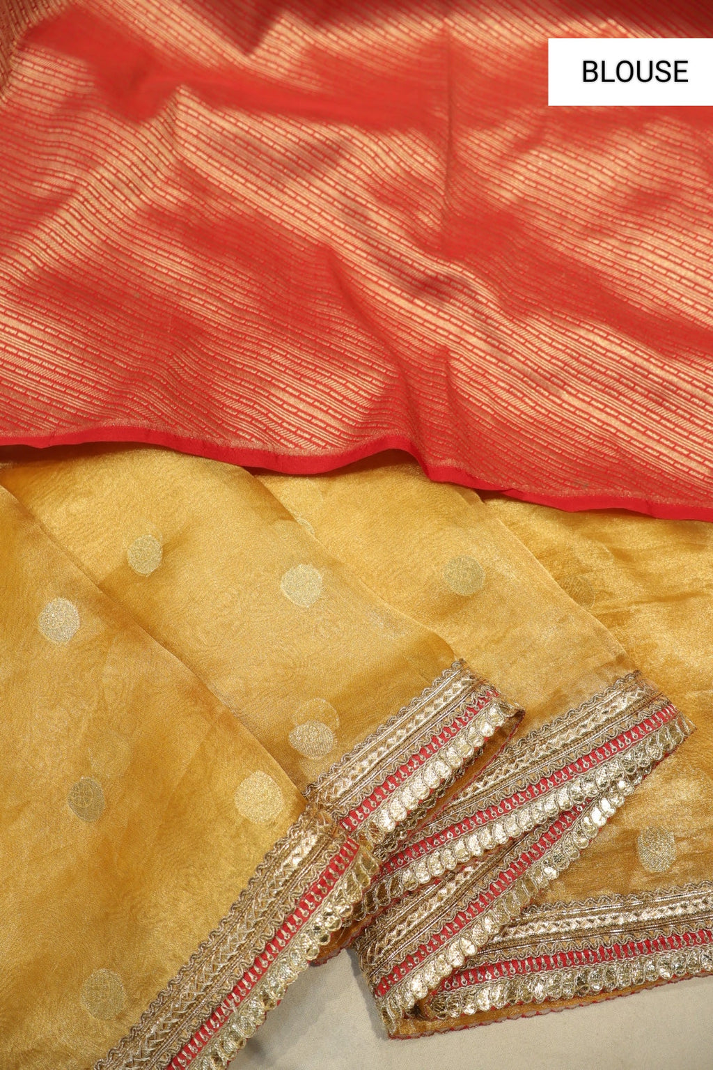Yellow Pure Banarasi Tissue Silk Weaved Saree With Pure Contrast Brocade Silk Blouse The Banarasee Aura