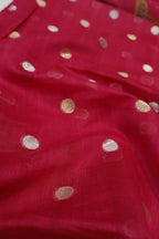 Rani Pink Pure Mul Chanderi Sona Roopa Woven Unstitched Suit Set With Pure Mul Chanderi Digital Printed and Tissue Border Dupatta The Banarasee Aura