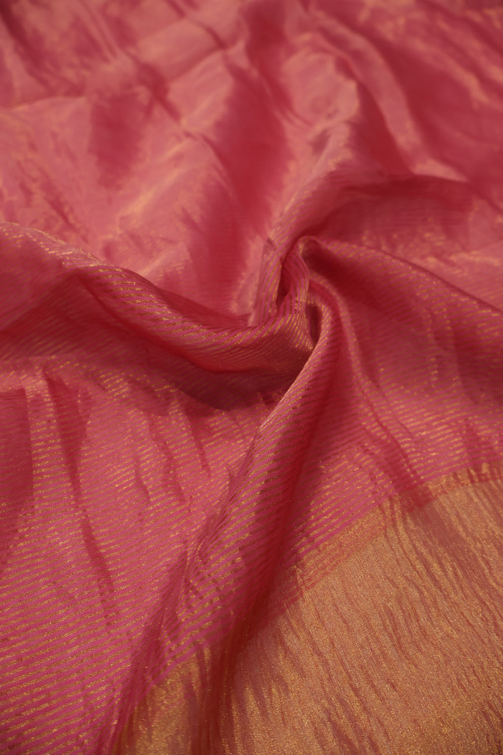 Hot Pink Banarasi Pure Tissue Hand Embroidered Unstitched Suit Set with Pure Tissue Stripes Dupatta The Banarasee Aura