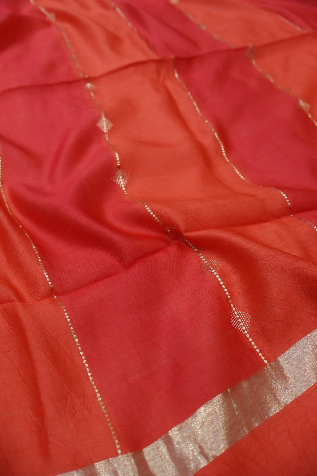 Red Orange Banarasi Pure Chiniya Silk Kadhwa Woven Unstitched Suit Set With Pure Chiniya Silk Woven Rangkat Dupatta The Banarasee Aura