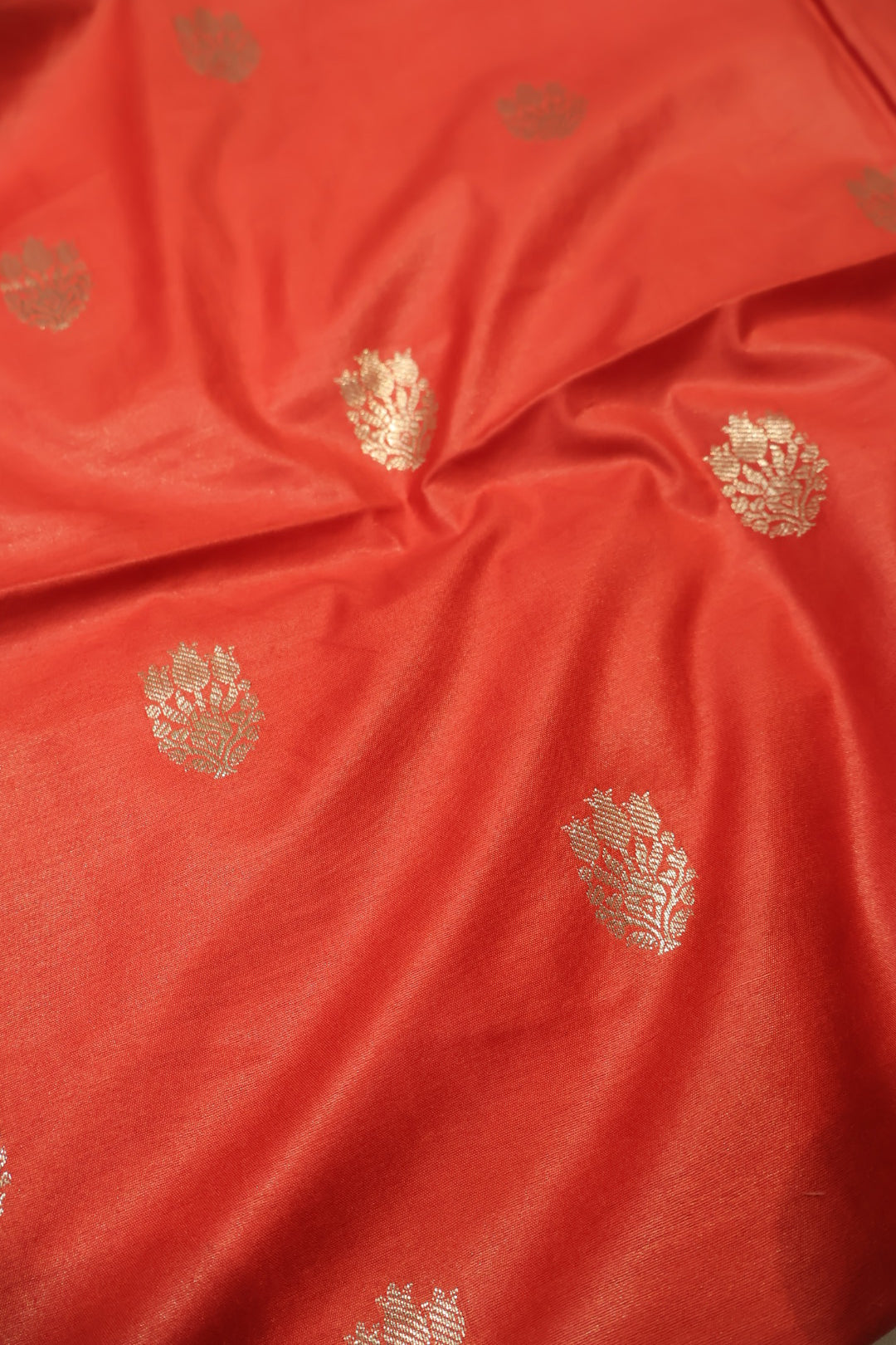 Red Katan Silk Woven Unstitched Banarasi Suit Set With Cotton Silk Embroidered Dupatta The Banarasee Aura