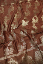 Brown Katan Silk Shikargah Woven Unstitched Banarasi Suit Set The Banarasee Aura
