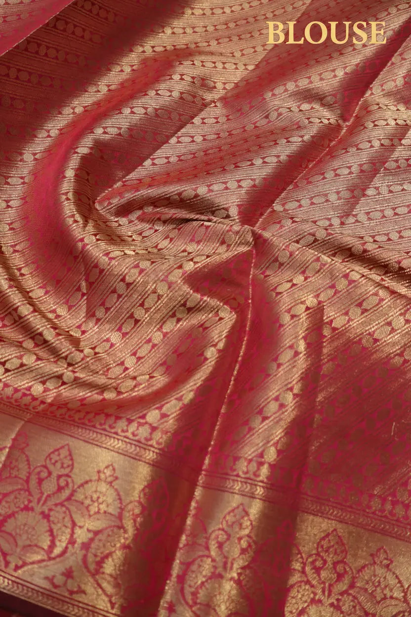 Rani Pink Chanderi Silk Banarasi Zari Weaved Saree With Blouse The Banarasee Aura