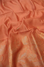 Peach Orange Chanderi Tissue Hand Embroidered Unstitched Suit Set with Chanderi Tissue Sona Roopa Dupatta The Banarasee Aura