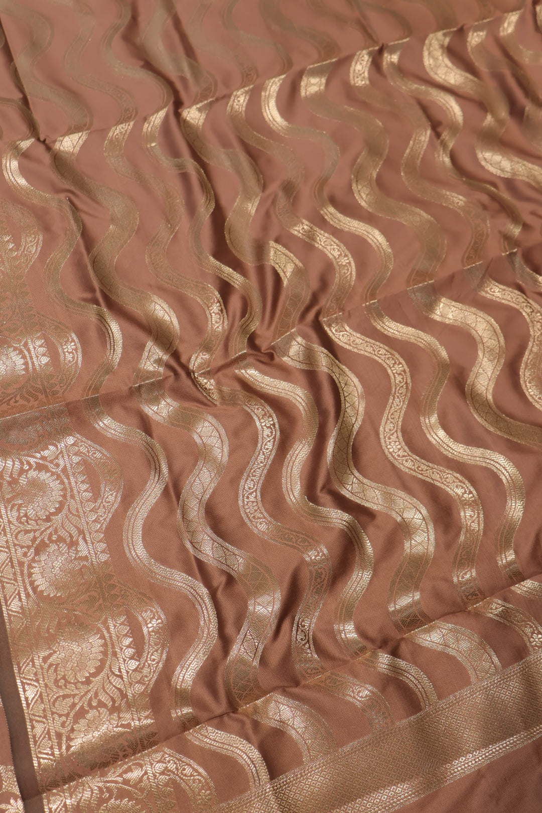 Copper Brown Katan Silk Woven Unstitched Banarasi Suit Set The Banarasee Aura