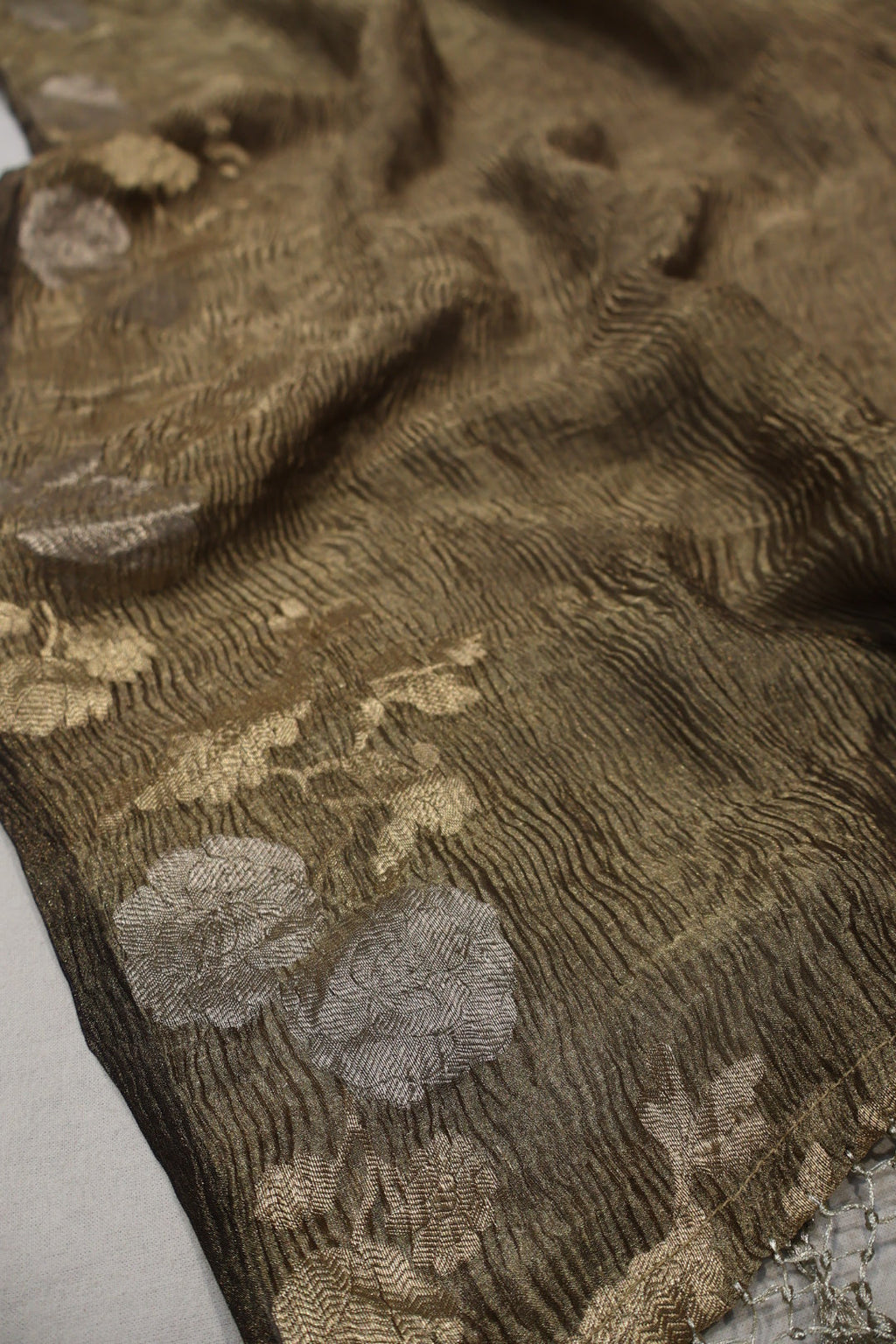 Coffee Brown Banarasi Pure Tissue Silk Hand Embroidered Unstitched Suit Set with Pure Tissue Silk woven Dupatta The Banarasee Aura