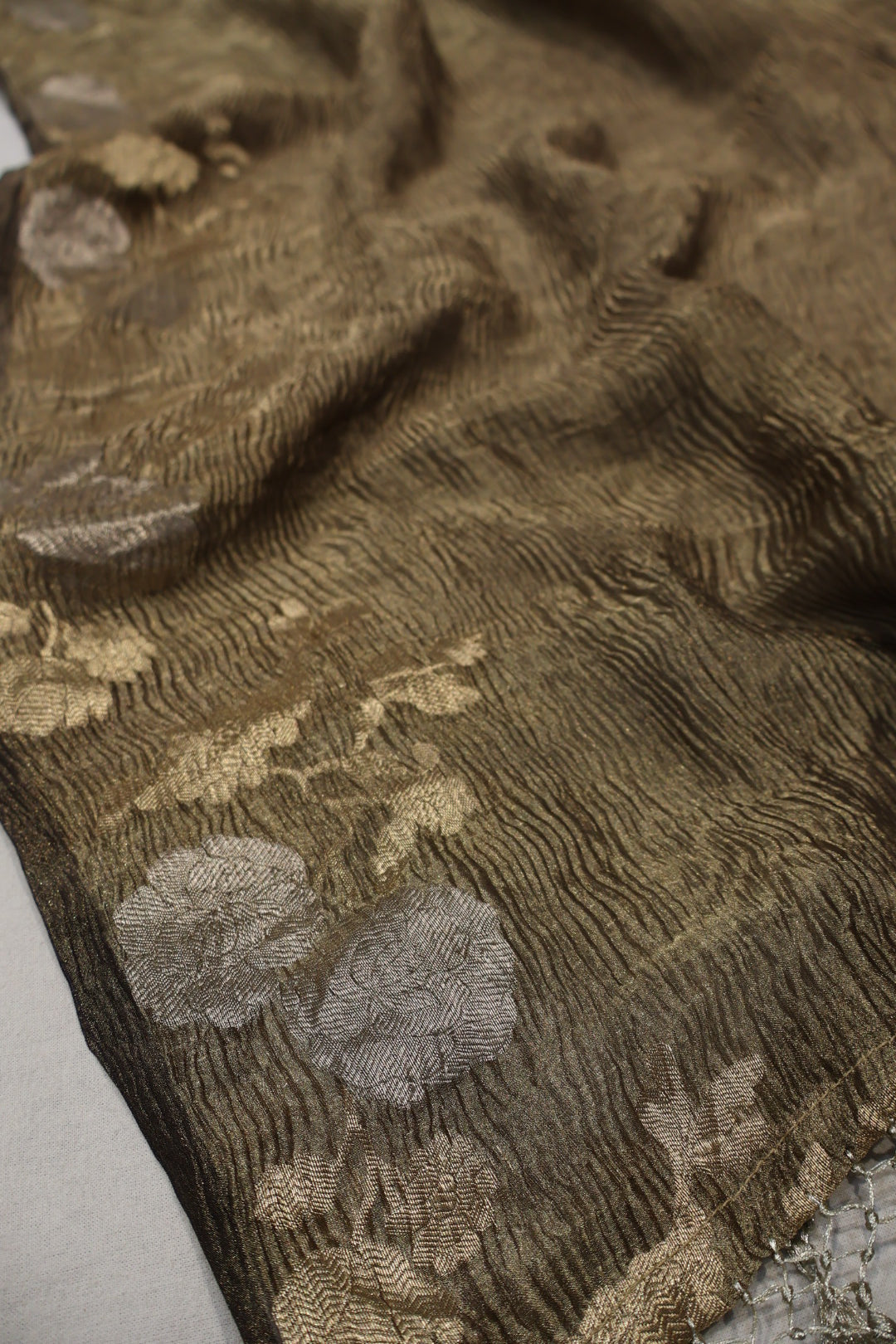 Coffee Brown Banarasi Pure Tissue Silk Hand Embroidered Unstitched Suit Set with Pure Tissue Silk woven Dupatta The Banarasee Aura