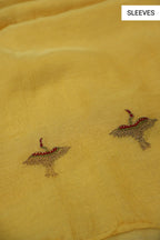 Yellow Banarasi Pure Tissue Silk Hand Embroidered Unstitched Suit Set with Pure Tissue Stripes Dupatta The Banarasee Aura