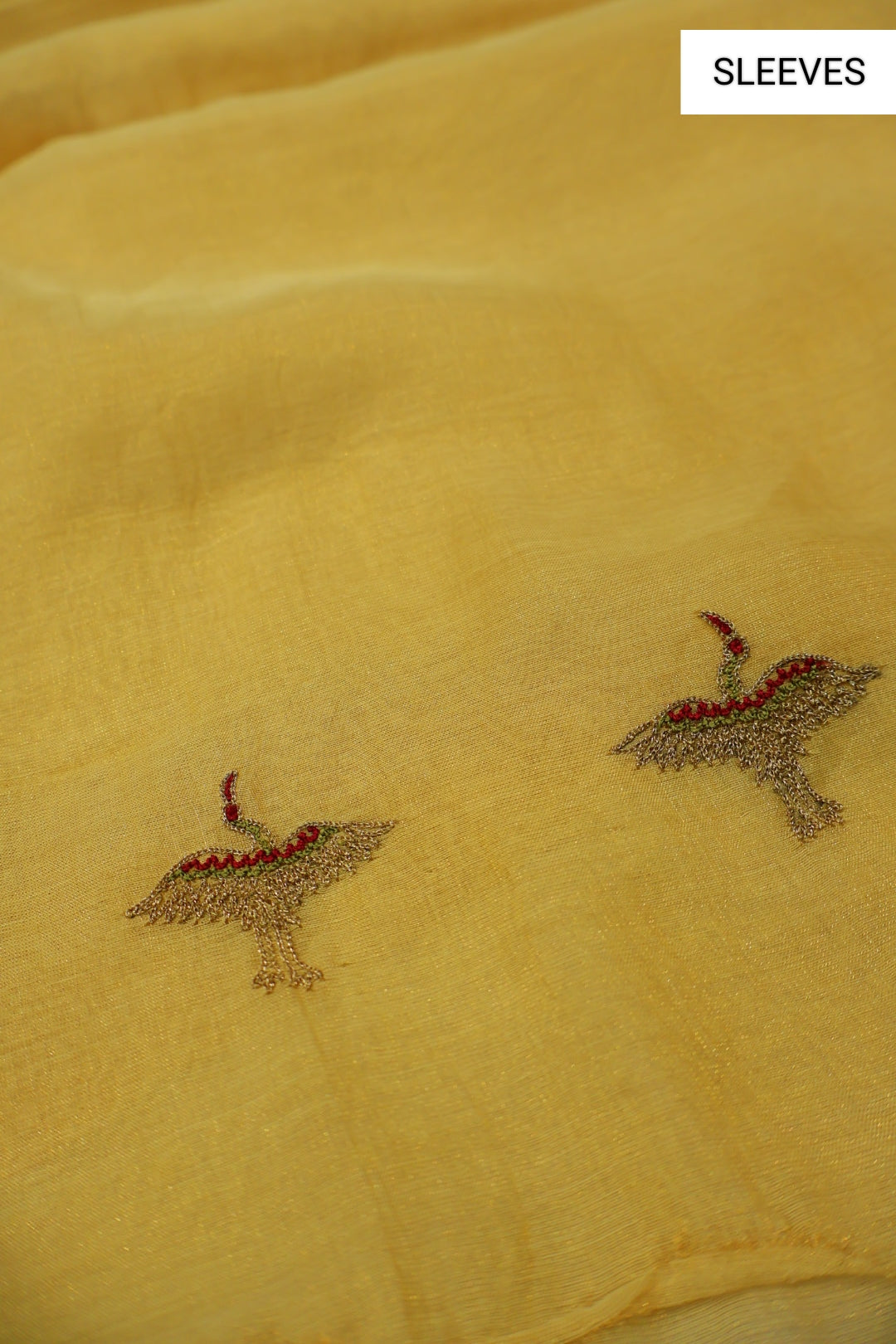 Yellow Banarasi Pure Tissue Silk Hand Embroidered Unstitched Suit Set with Pure Tissue Stripes Dupatta The Banarasee Aura