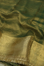 Green Pure Banarasi Crushed Tissue Silk Saree With Blouse The Banarasee Aura