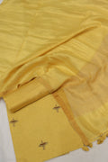 Yellow Banarasi Pure Tissue Silk Hand Embroidered Unstitched Suit Set with Pure Tissue Stripes Dupatta The Banarasee Aura