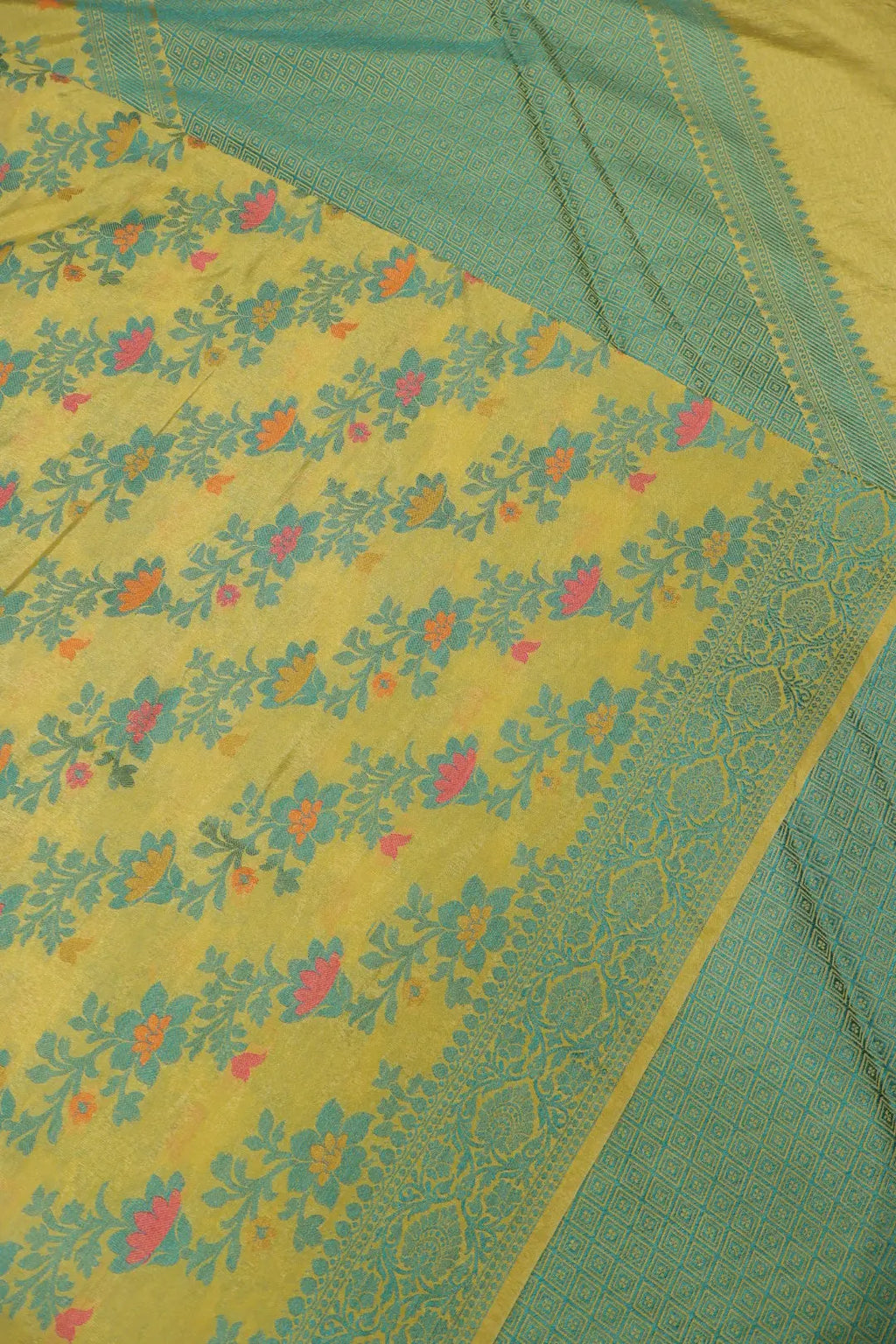 Mehendi Green Russian Silk Banarasi Resham Zari Tilfi Meenakari Weaved Saree With Blouse The Banarasee Aura