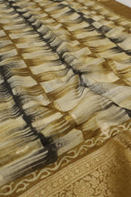 Mustard Olive Banarasi Pure Chanderi Silk Hand Blocked and Woven Unstitched Suit Set With Pure Chanderi Silk Hand Blocked Woven Dupatta The Banarasee Aura