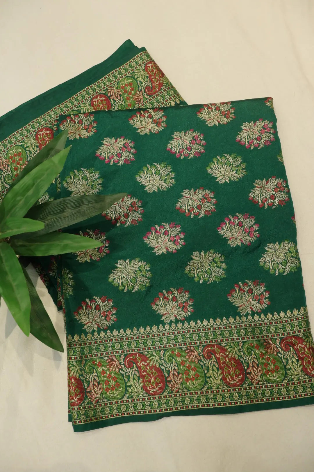 Bottle Green Russian Silk Banarasi Golden Zari with Tilfi Meenakari Weaved Saree With Blouse The Banarasee Aura