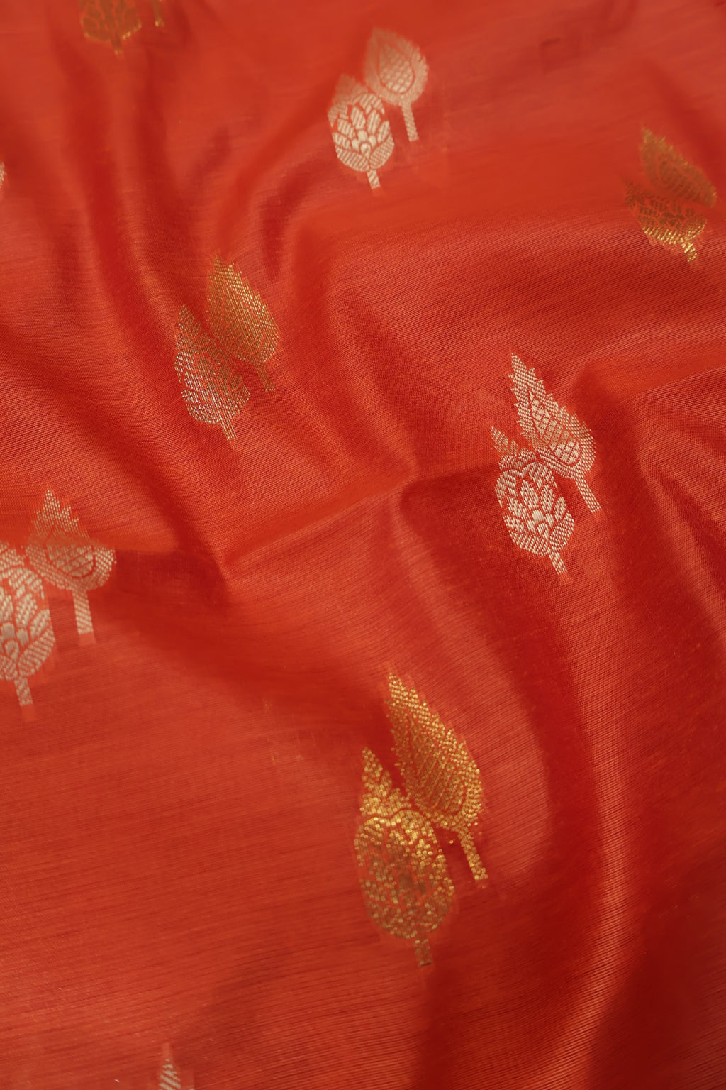 Orange Reddish Cotton Silk Meenakari Woven Unstitched Banarasi Suit Set The Banarasee Aura