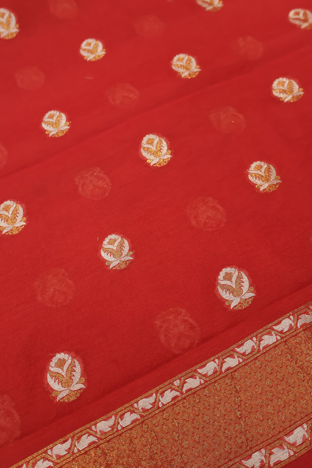 Red Cotton Silk Sona Roopa Woven Unstitched Banarasi Suit Set The Banarasee Aura
