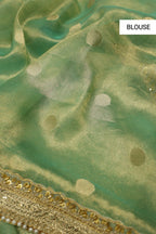 Turquoise Blue Pure Banarasi Tissue Silk Saree With Pure Tissue Silk Blouse The Banarasee Aura