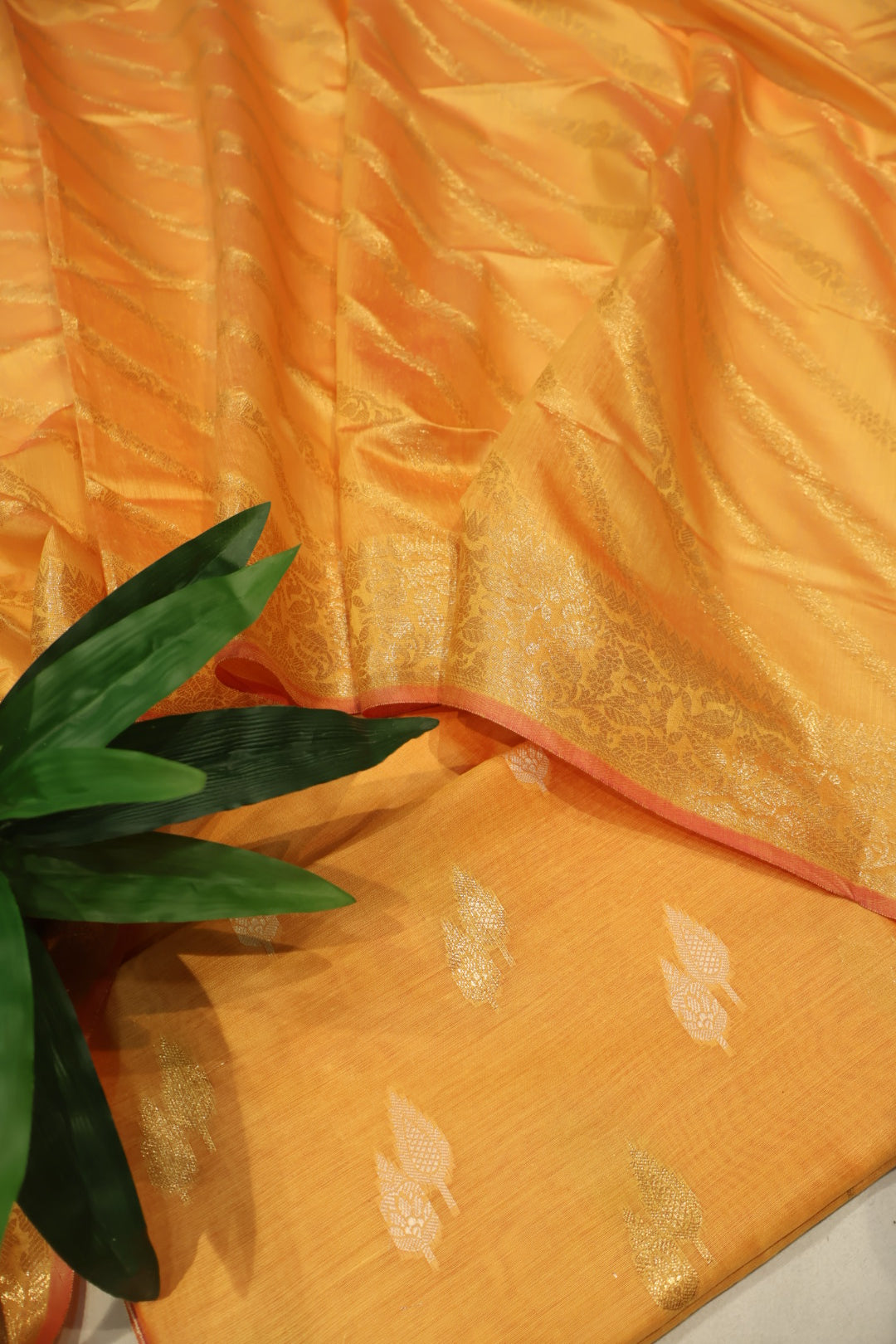 Yellow Cotton Silk Meenakari Woven Unstitched Banarasi Suit Set The Banarasee Aura