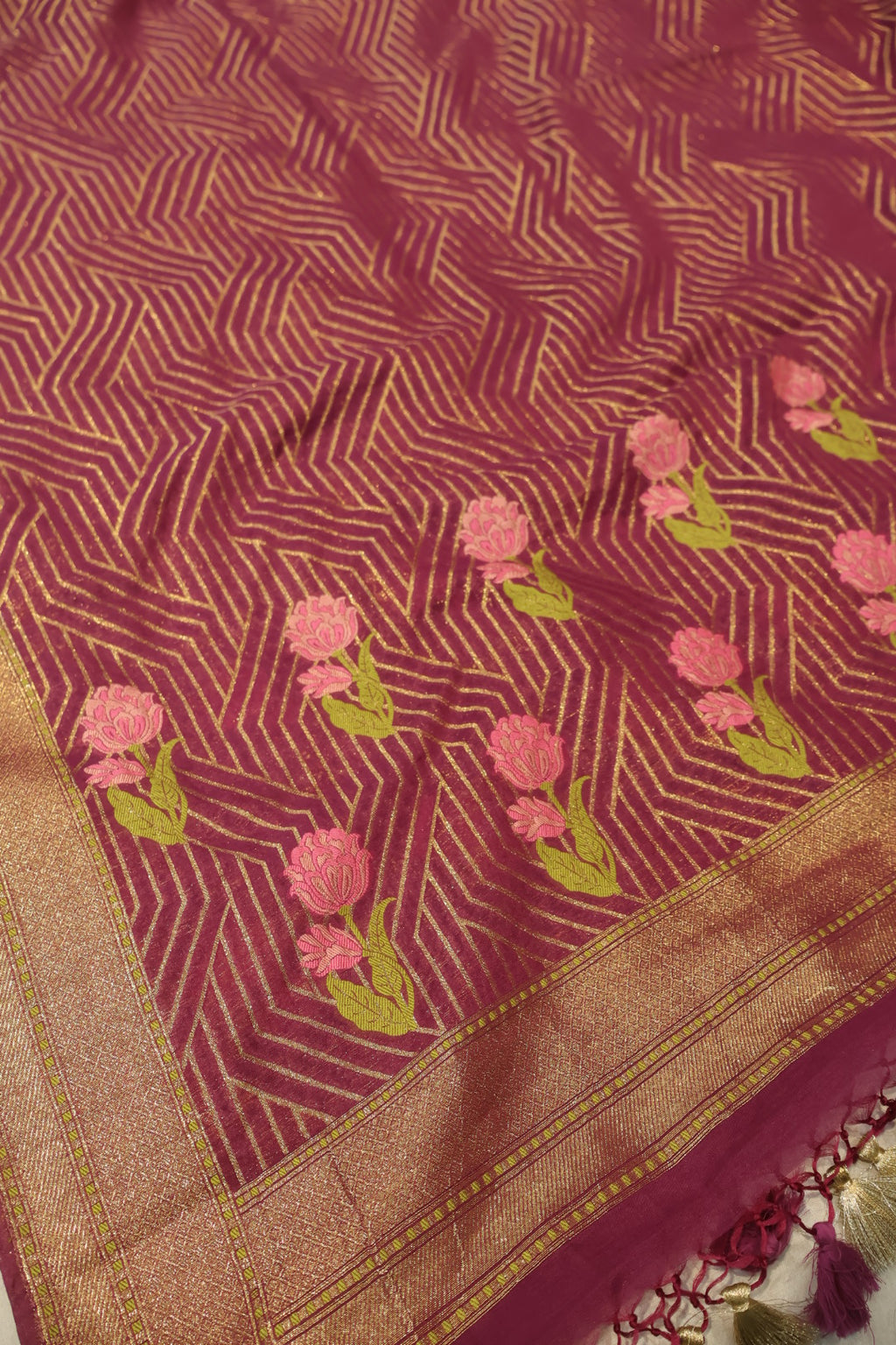 Wine Cotton Silk Meenakari Woven Unstitched Banarasi Suit Set The Banarasee Aura