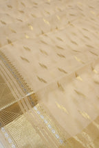 Cream Pure Chanderi Silk Woven Unstitched Suit Set With Pure Chanderi Silk Sona Roopa Woven Dupatta The Banarasee Aura