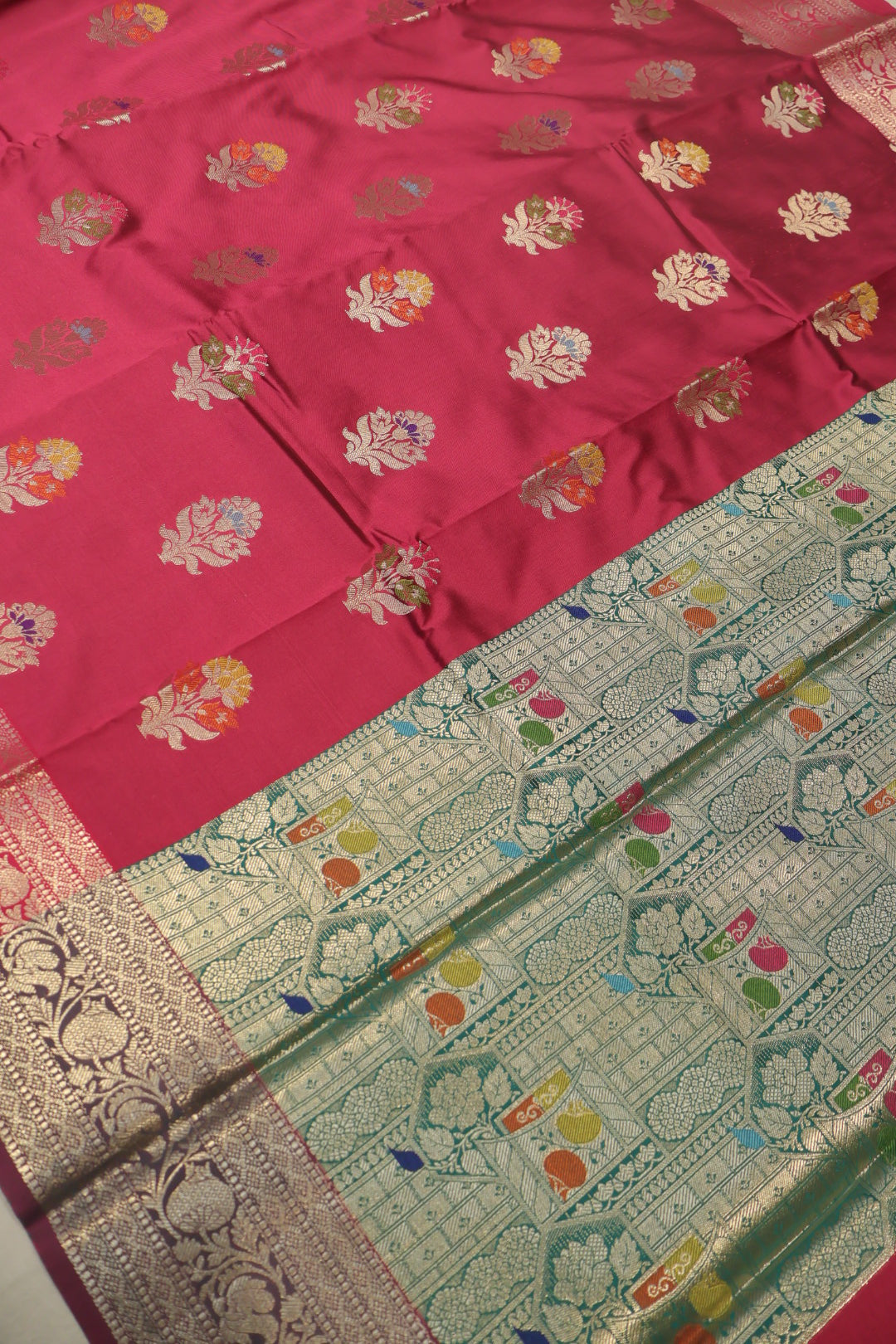 Maroon Banarasi Katan Silk Golden Zari with Tilfi Meenakari Weaved Saree With Blouse The Banarasee Aura