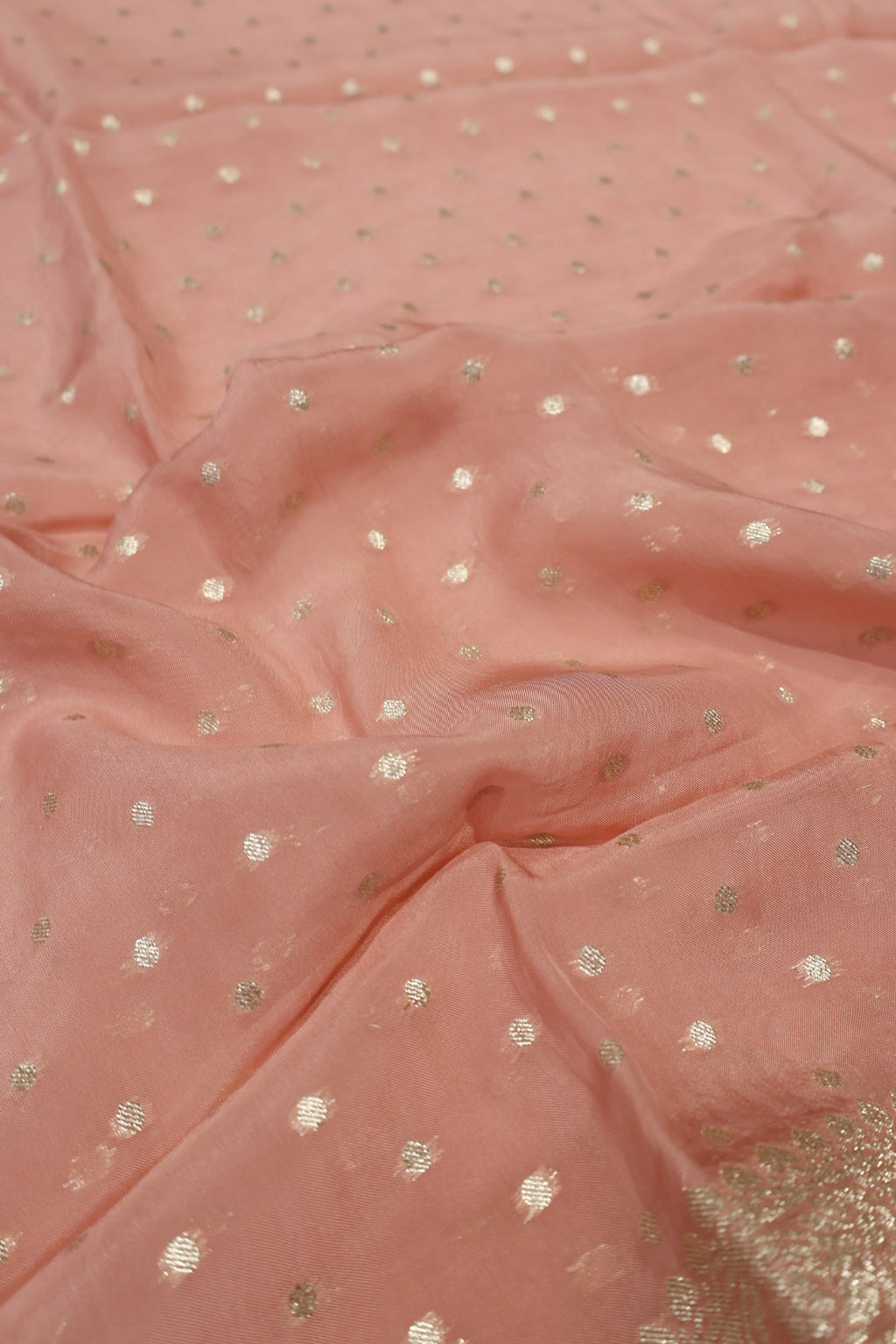 Peach Tissue Silk Hand Embroidered and Woven Unstitched Suit Set With Tissue Silk Woven Dupatta The Banarasee Aura