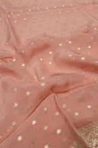 Peach Tissue Silk Hand Embroidered and Woven Unstitched Suit Set With Tissue Silk Woven Dupatta The Banarasee Aura