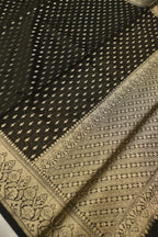 Black Chanderi Silk Banarasi Zari Weaved Saree With Blouse The Banarasee Aura