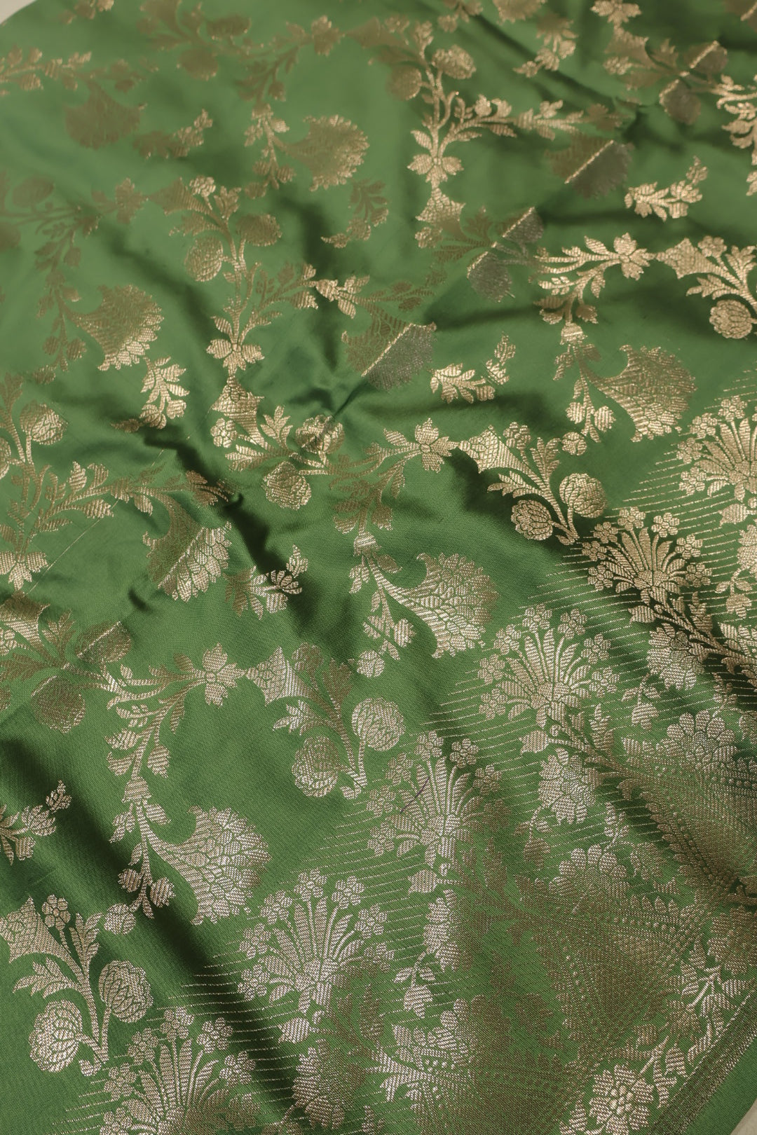 Green Katan Silk Woven Unstitched Banarasi Suit Set The Banarasee Aura