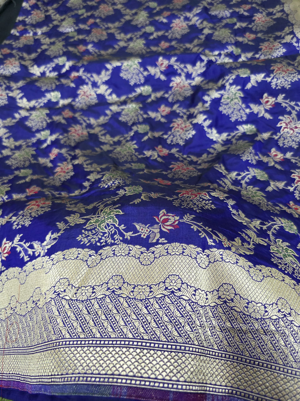 Royal Blue Pure Katan Silk Banarasi Handloom Saree With Blouse The Banarasee Aura