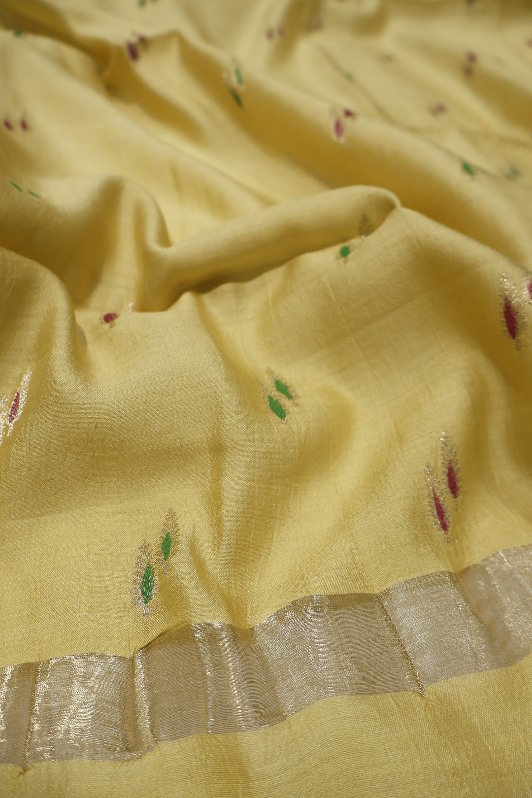 Yellow Banarasi Pure Chiniya Silk Kadhwa Woven Unstitched Suit Set With Pure Chiniya Silk Woven Hand Painted Dupatta The Banarasee Aura