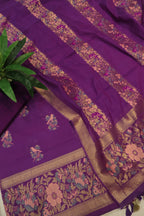 Purple Cotton Silk Meenakari Woven Unstitched Banarasi Suit Set The Banarasee Aura
